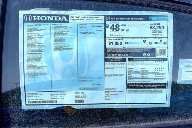 2026 Honda Civic Hybrid Sport