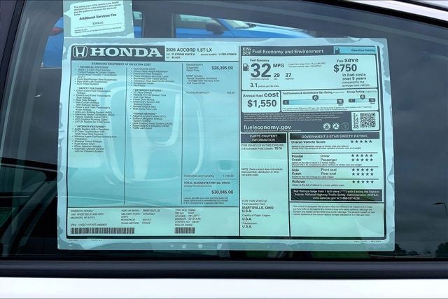 2026 Honda Accord LX InStock