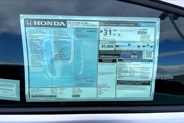 2026 Honda Accord SE InStock