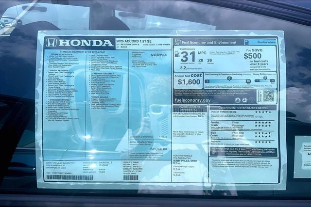 2026 Honda Accord SE InStock