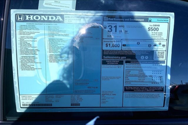 2026 Honda Accord SE