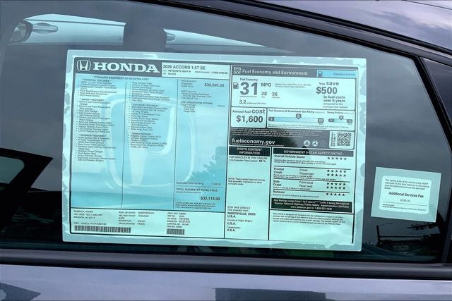 2026 Honda Accord SE InStock