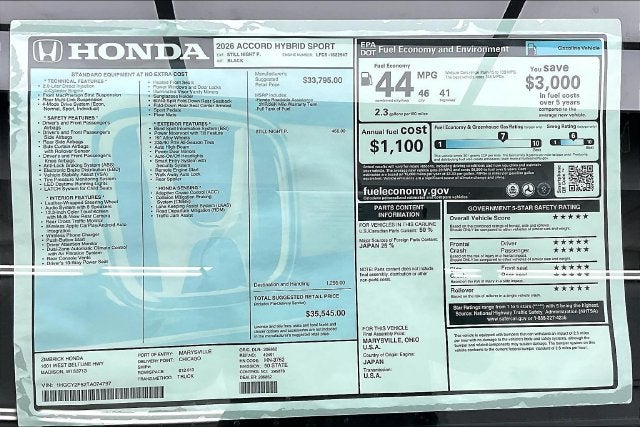 2026 Honda Accord Hybrid Sport InStock