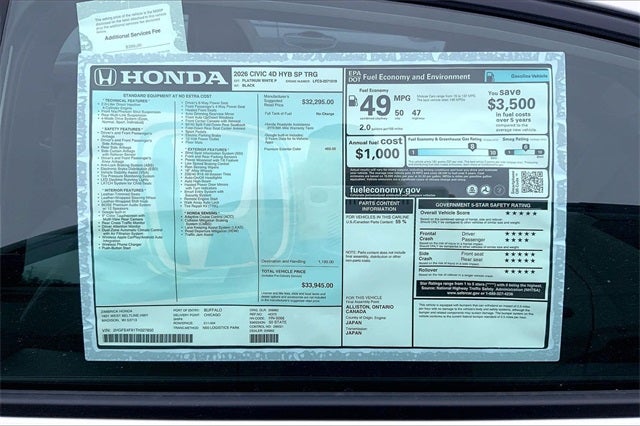 2026 Honda Civic Hybrid Sport Touring