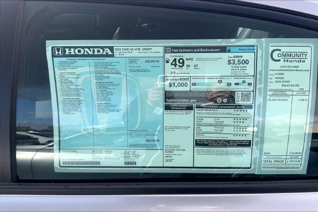 2026 Honda Civic Hybrid Sport InStock