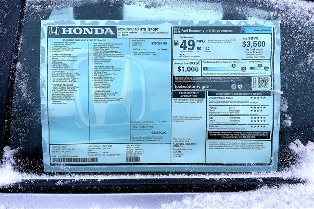 2026 Honda Civic Hybrid Sport