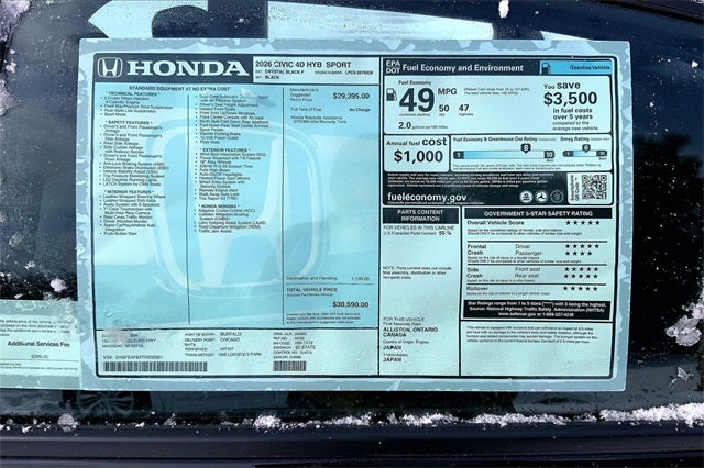 2026 Honda Civic Hybrid Sport