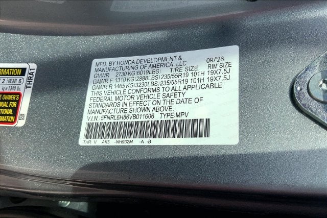 2027 Honda Odyssey Touring InStock