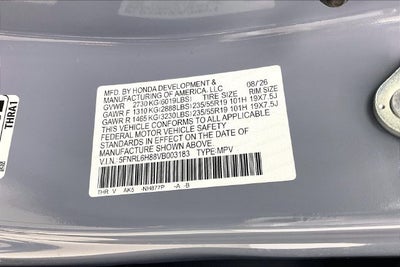 2027 Honda Odyssey Touring InStock