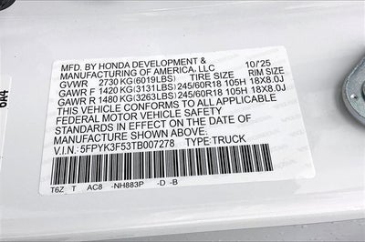 2026 Honda Ridgeline RTL