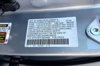 2026 Honda Ridgeline RTL