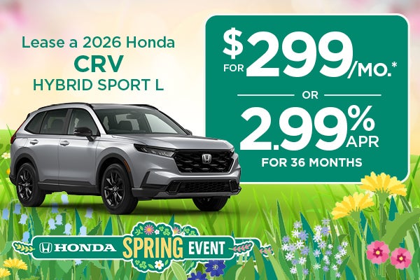 Lease a 2026 Honda CRV HYBRID SPORT L $299/ MONTH*